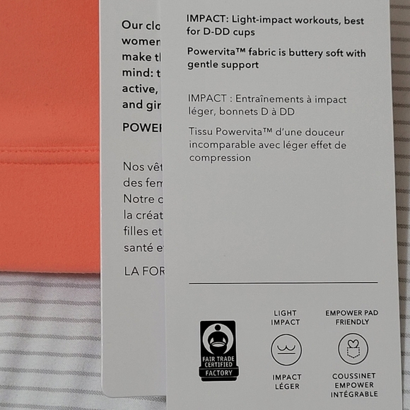 Athleta Exhale Bra D-DD+ Coral Orange Peach Sports Bra Women's Size XS - Picture 5 of 8